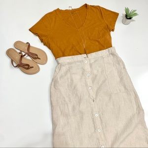 Antibes Blanc maxi button down beige skirt